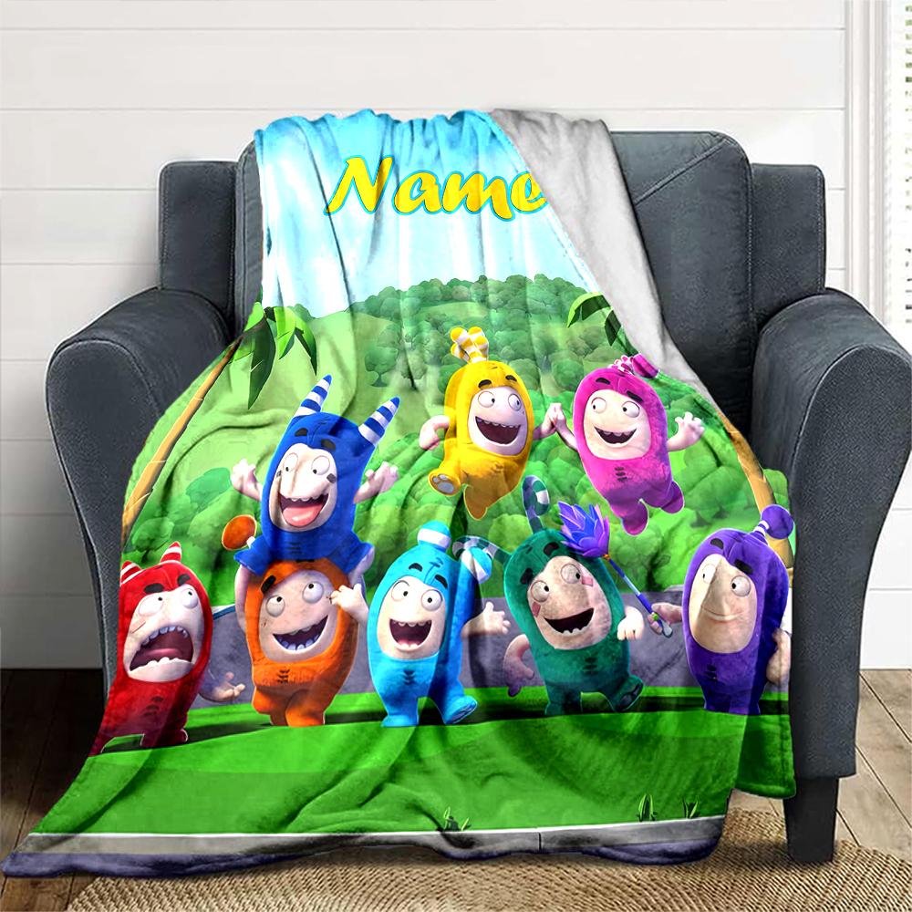 Coperta Personalizzata con Nome Personalità Oddbods Morbida e Calda per Divano Ufficio Letto Viaggio Pausa Pranzo, Regalo Adatto a Tutte le Stagioni