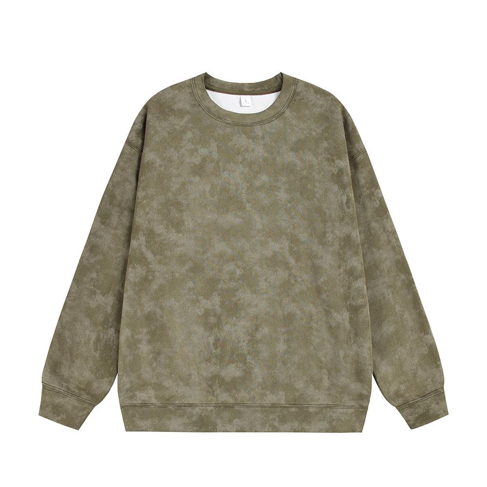 Men's Autumn Casual 360g Heavyweight Tie-dye Suede Fleece Round Neck Hoodie Jacket