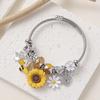 Korean Version Small Fresh Countryside Style Simulation Sunflower Painting Oil Bee Butterfly DIY Stainless Steel Open Bracelet