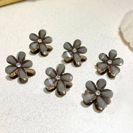 4Pcs Hair Pins Camellia Flower Shape Mini Gripper Side Bang Small Hair Claw Commuting Dating Dinner