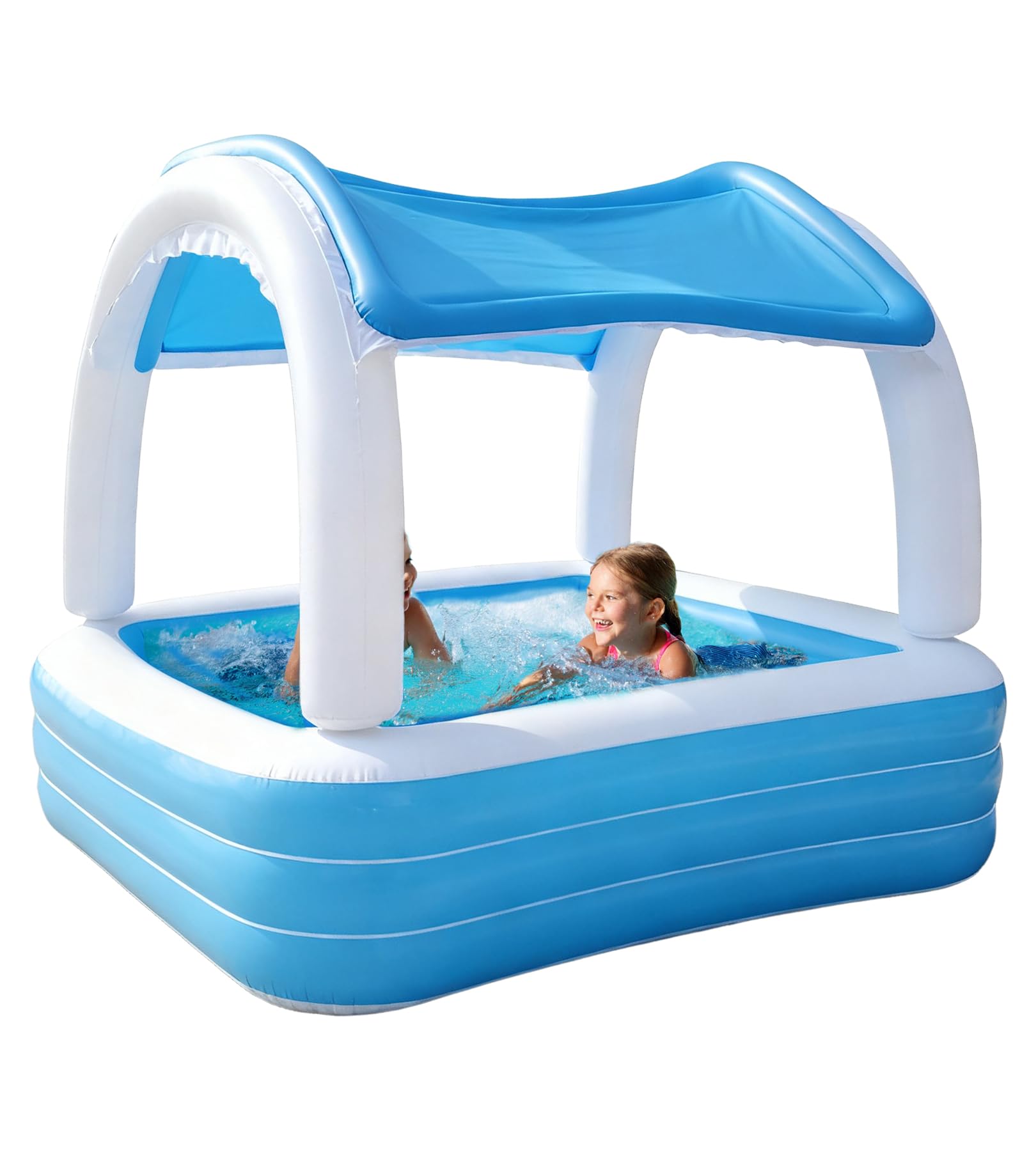 DINETTE Children s Pool with Roof, Large Inflatable Pool, SPF50 UV Protection Fabric, Sunshade, Home Pool, Garden Pool, Foldable, with Repair Patch