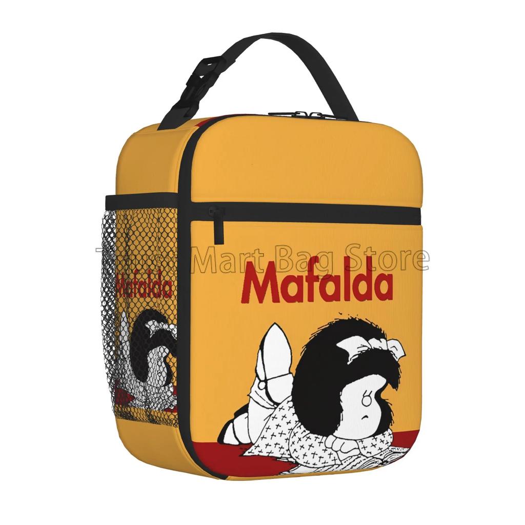 Funny Mafalda Insulated Lunch Bag for Women Kids Resuable Cooler Thermal Lunch Box Portable Bento Tote for Work School Picnic