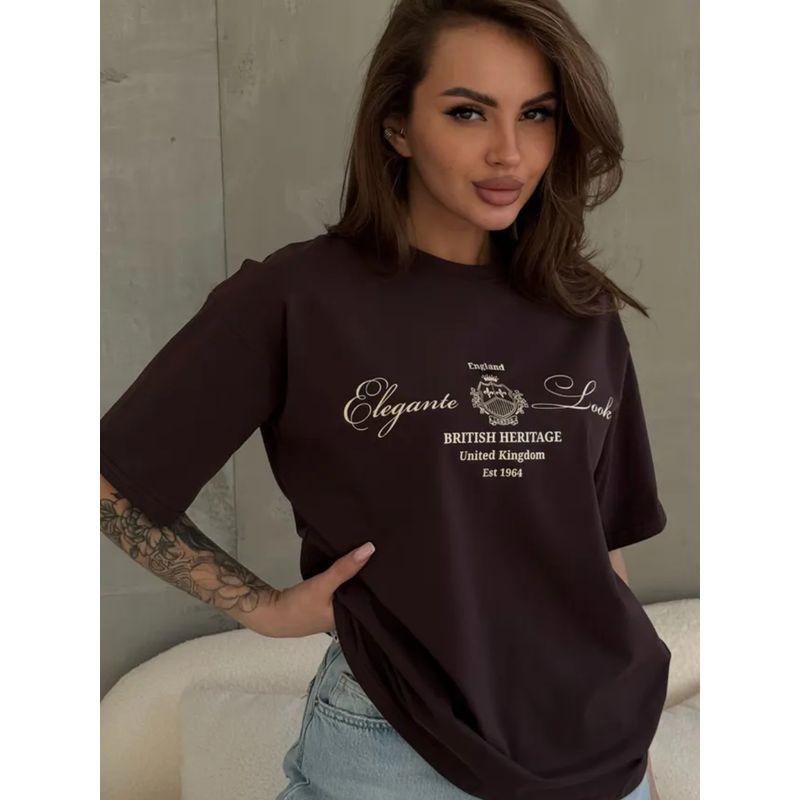 Western Style New round Neck Loose Casual Print Short sleeve Cotton T-shirt Top Loose Printed T-shirt