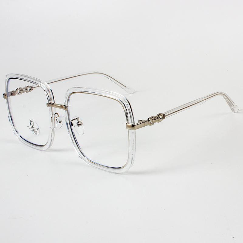 New TR90Square large frame anti-blue light flat glasses Personalized plain face-covering decorative myopia glasses frame