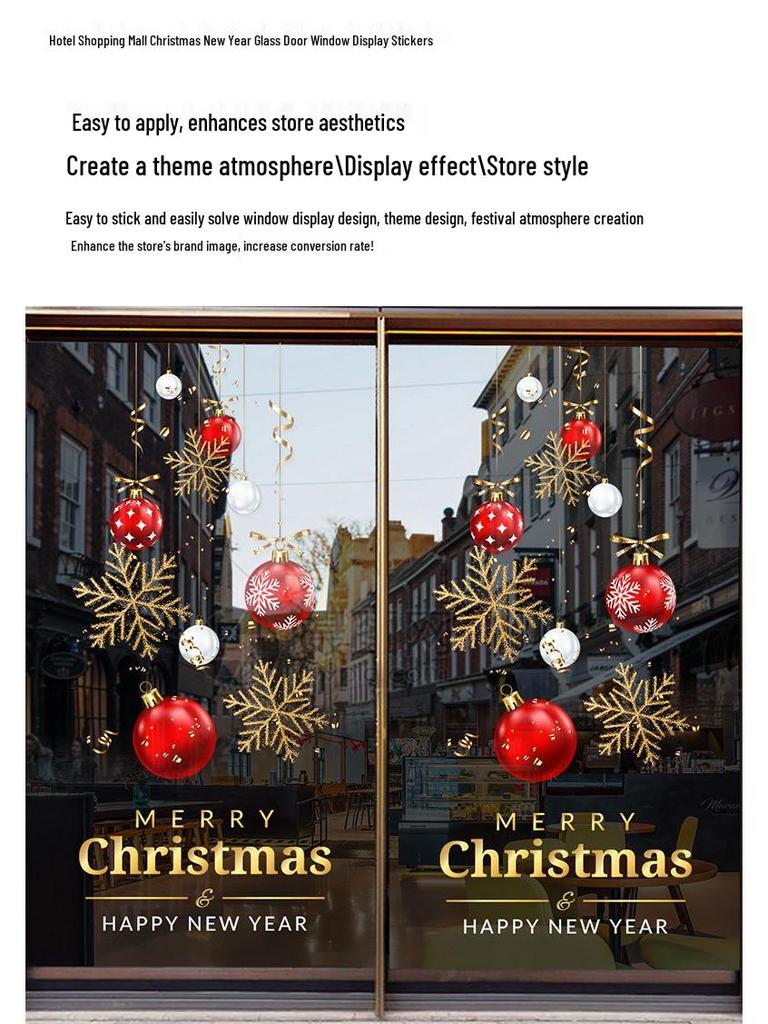 2026 Holiday Window Stickers: New Year and Christmas Static Cling Decals for Glass and Doors