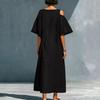 Modisches Damen Hemdkleid mit Rundhalsausschnitt, lockerer Passform, aus Baumwoll-Leinen-Mischung