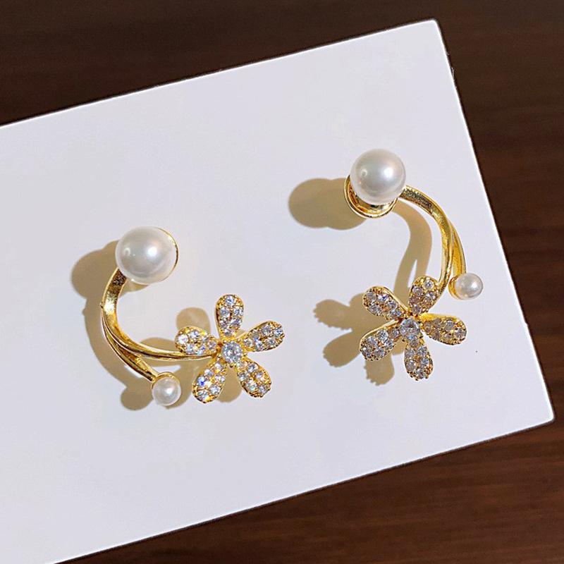Boucles d'oreilles françaises de luxe en forme de tulipe rose pour femmes, en perles, en Zircon coréen, exquises, bijoux de fête, cadeau de noël