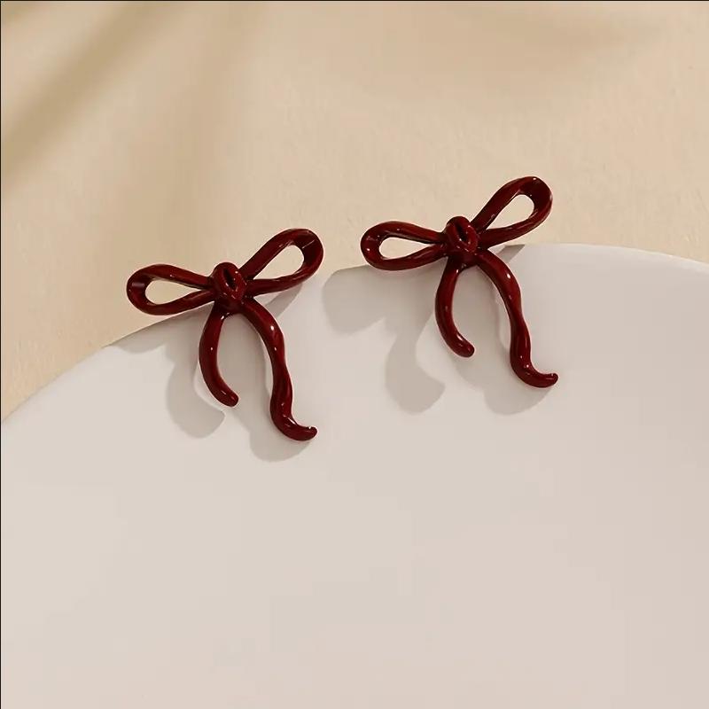 1 Pair Women’s Vintage Elegant Bowknot Stud Earrings Hollow Large Design Daily Wear Thanksgiving Gift Party&Vacation Accessories