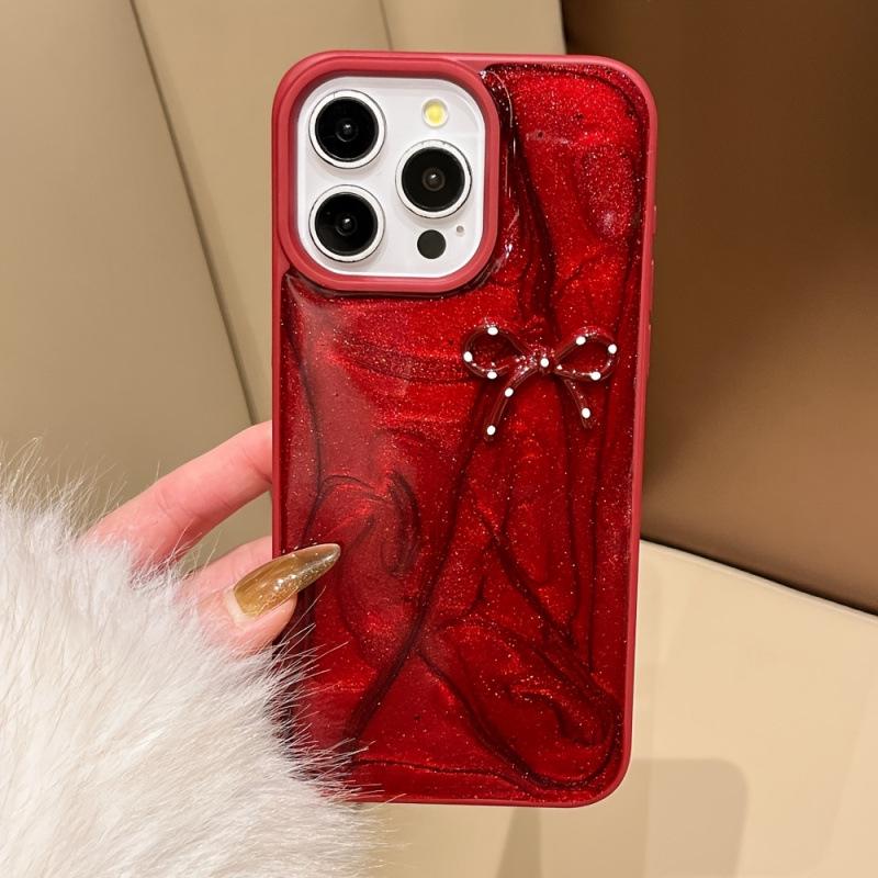 Luxurious Polka Dot Bowknot Phone Case - New Arrival 11 бордовый