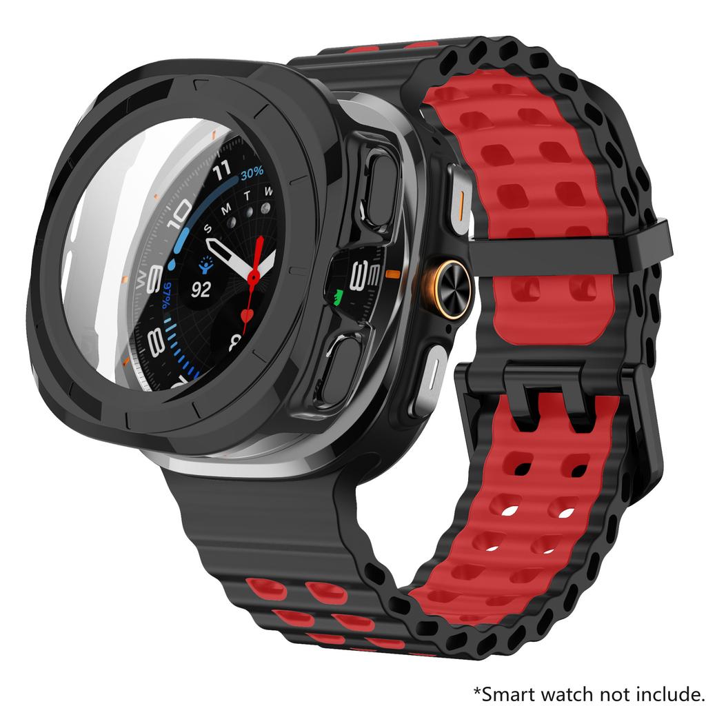 Glass+Case+Band For Samsung Galaxy Watch Ultra Strap 47mm Sport silicone Bracelet for Galaxy Watch Ultra 7 47 Strap Accessories