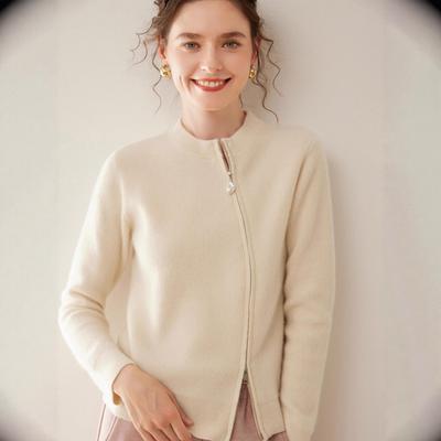 Autumn/Winter Cashmere Knit Zipper Cardigan - Versatile, Slimming, Loose Fit, Long Sleeve Women's Fashion.