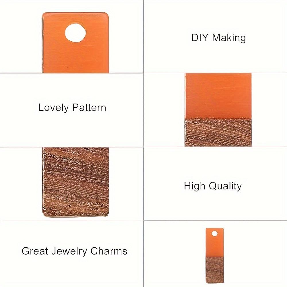 2/6/12pcs Natural Wood Resin Pendant Rectangular Resin Pendant Color Contrasting Splicing Wooden Strip Pendant DIY Bracelet Necklace Earrings