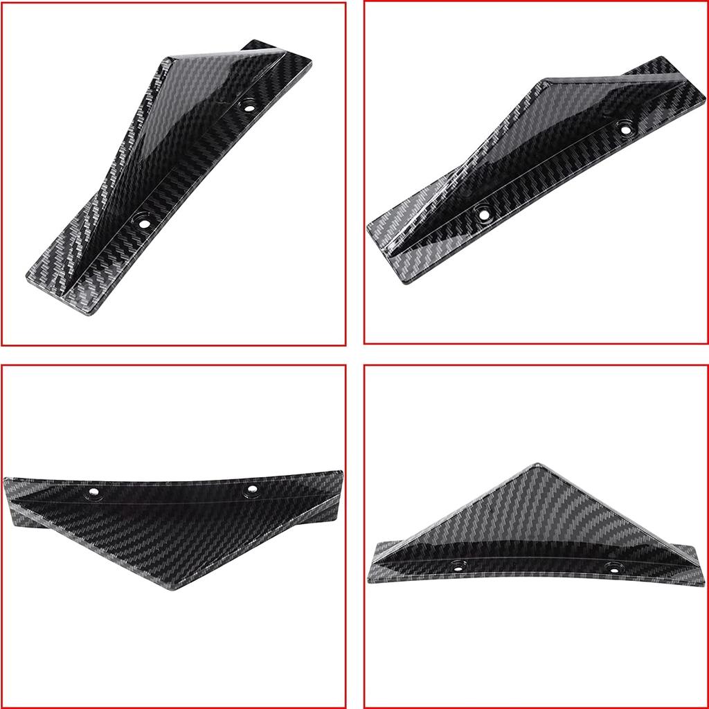 4Pcs Universal Curved Shape Rear Bumper Diffuser Shark Fin Spoiler Trim Covers Decoration Set Lip Wing Splitter, Carbon Fiber