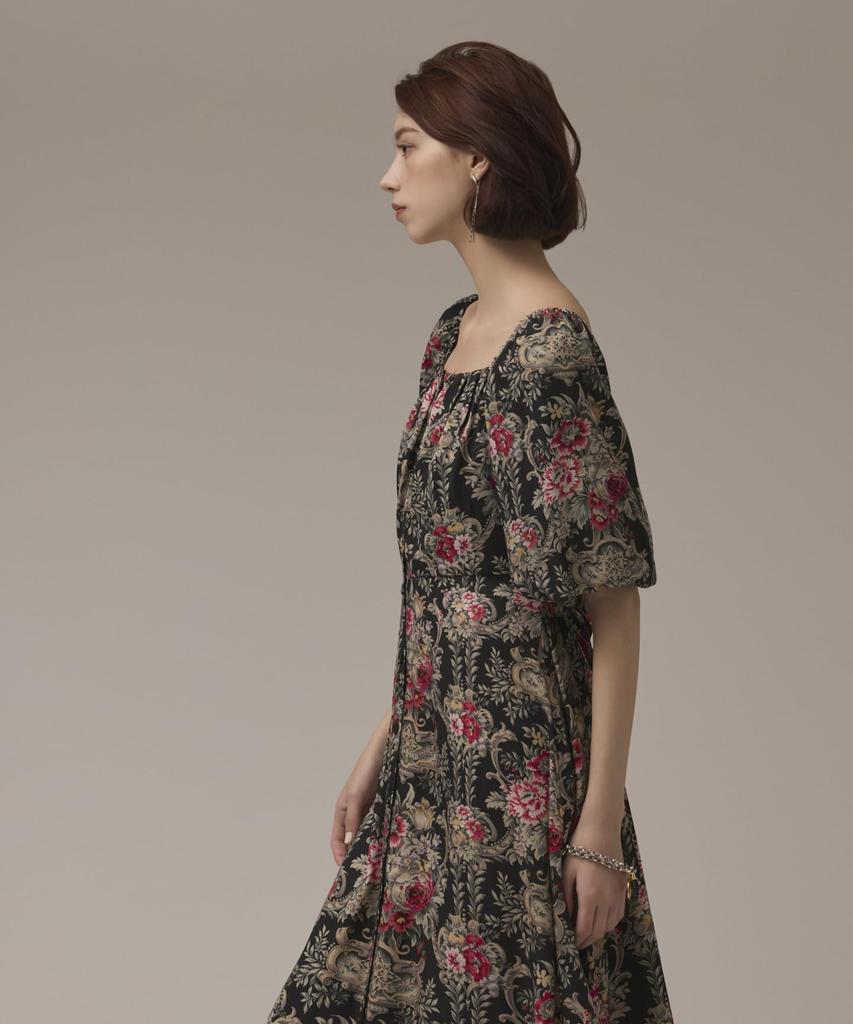 [Grace Continental] Vintage Flower Print Dress