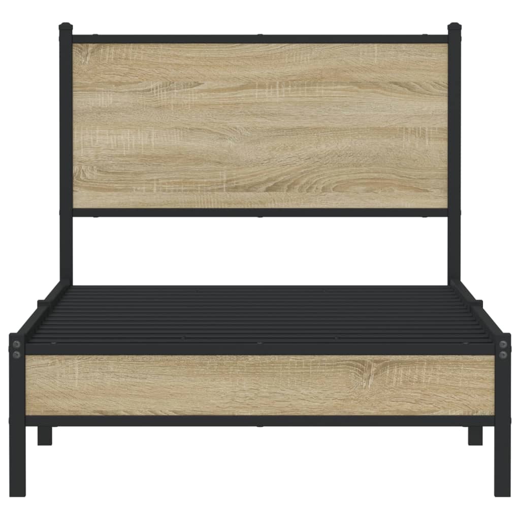 Vidaxl Metal Bed Frame, Without Mattress, Sonoma Oak, 90X190 Cm
