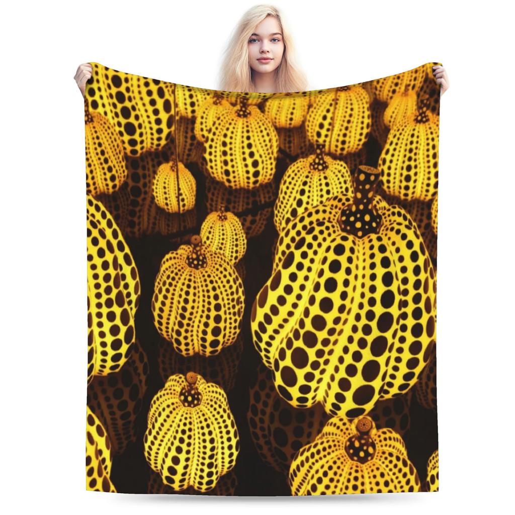 Yayoi Kusama Tokyo 1998 Exhibition Blanket Cover Polka RIP Fleece Throw Blankets Home Couch Printed Soft Warm Bedspreads