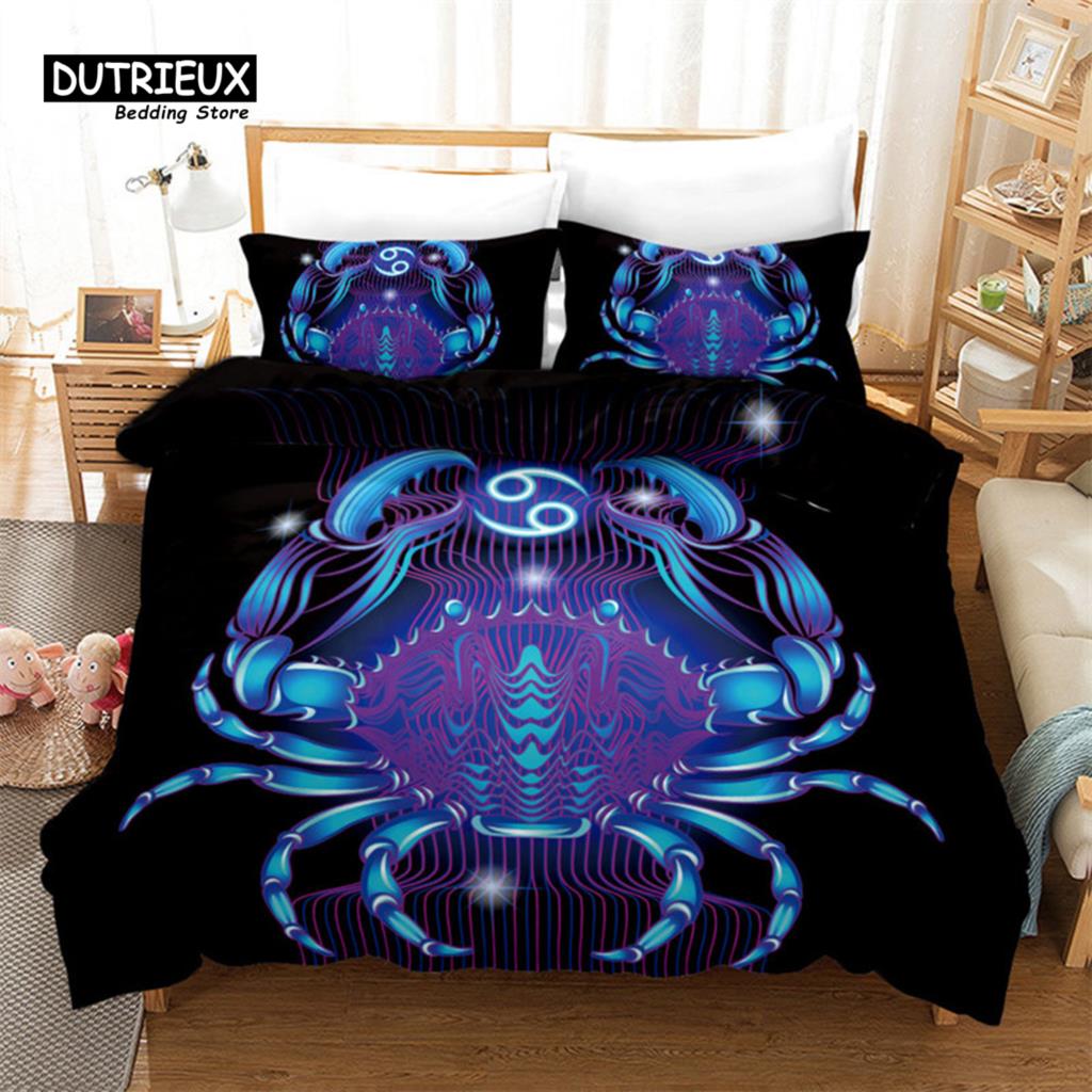 3D Aries Duvet Cover Set Twelve Constellations Bedding Set For Teens Kids Dorm Decor Microfiber Exotic Abstract Art Quilt Cover