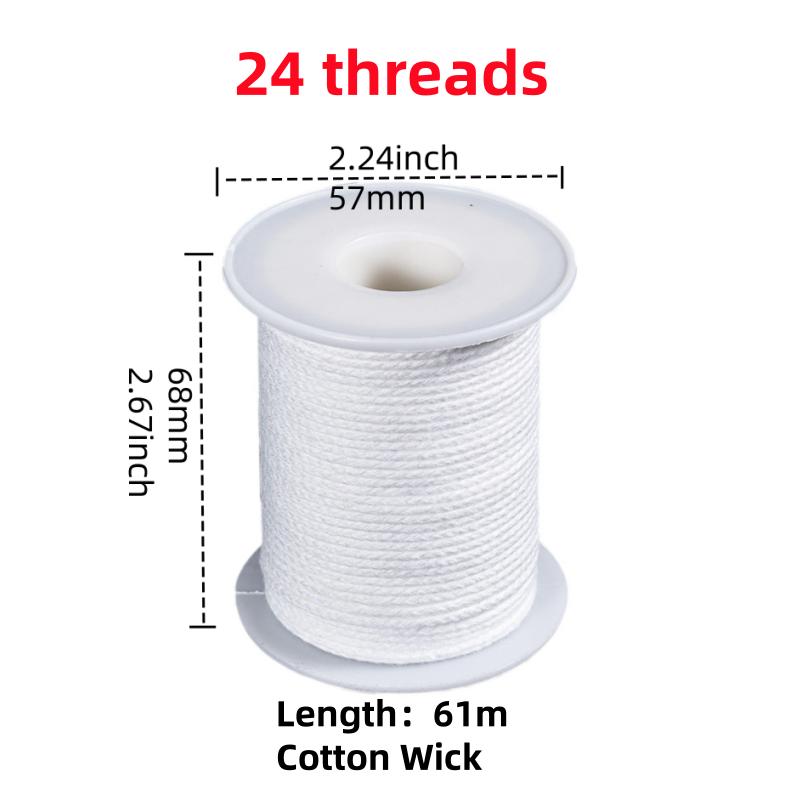 100Pcs Candle Holder 61m Cotton Candle Wick Smokeless Aromatherapy Cylindrical Candle Thread Candle Making Kit DIY Candle Maker