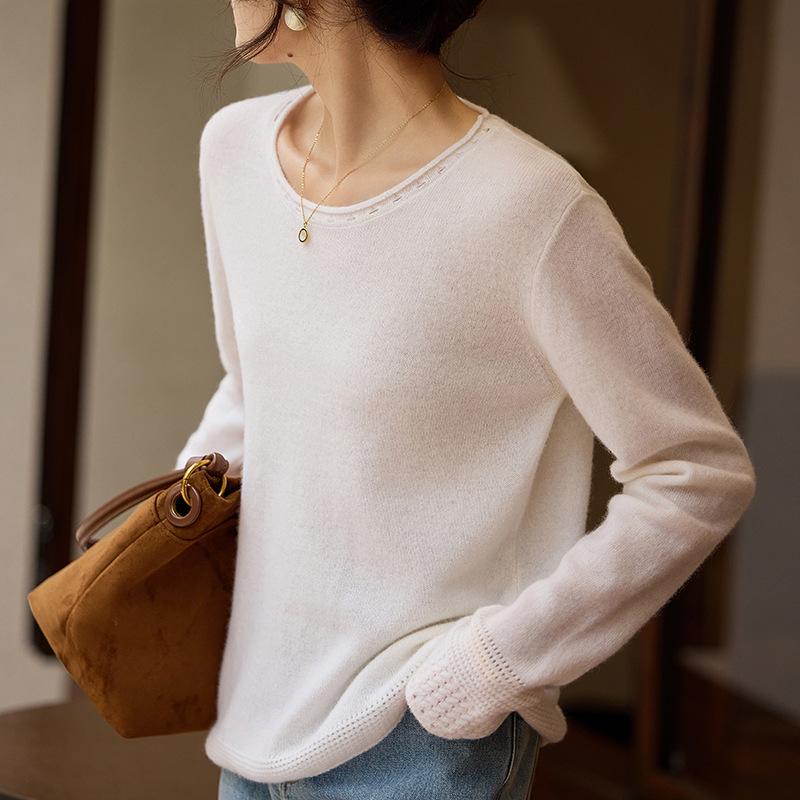 Women's European Low Neck Wool Sweater - Korean Style, Loose Fit, Versatile Solid Color, Slimming Fashion Base Layer