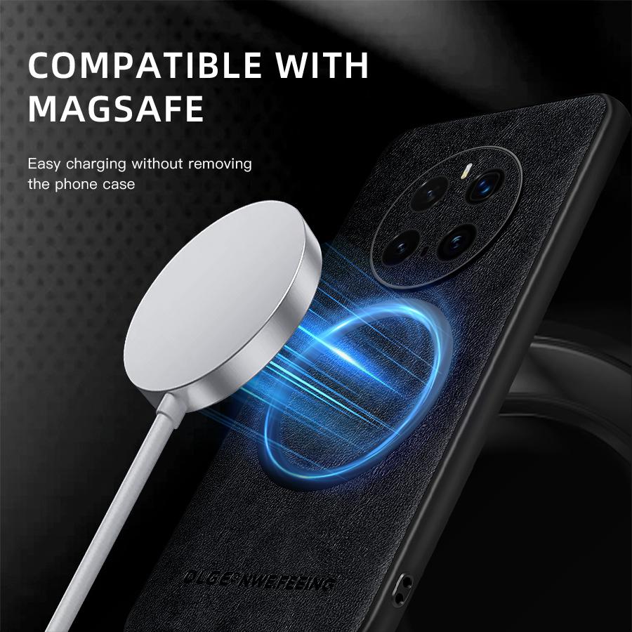 Klasická kožená bezdrátová nabíječka pro magnetické pouzdro MagSafe pro Honor Magic7 Pro Magic 7 Pro 5G Měkký zadní kryt