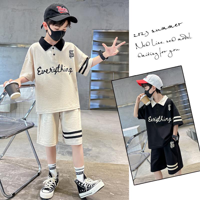 Children's Clothing Boys Summer Short-Sleeved Polo Shirt Set