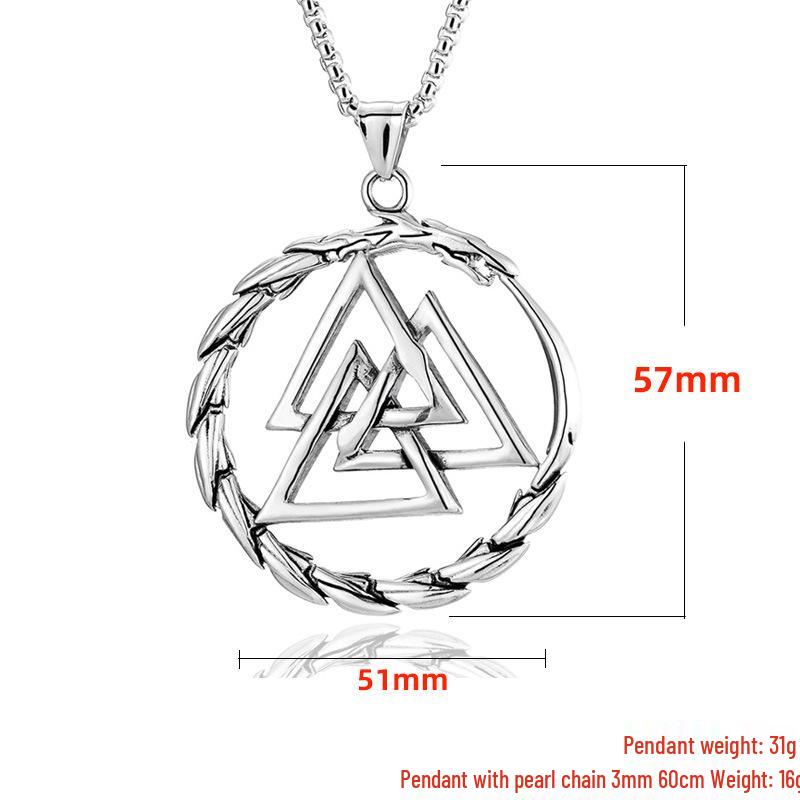 Stainless Steel Viking Triangle Pendant Necklace - Men's Punk Titanium Accessories