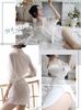Roca Roca Lingerie Pajamas Mini Babydoll Roomwear Negligee Short Sleeve Nightwear Set Boyfriend Shirt Nightwear White Shirt-Style (White)