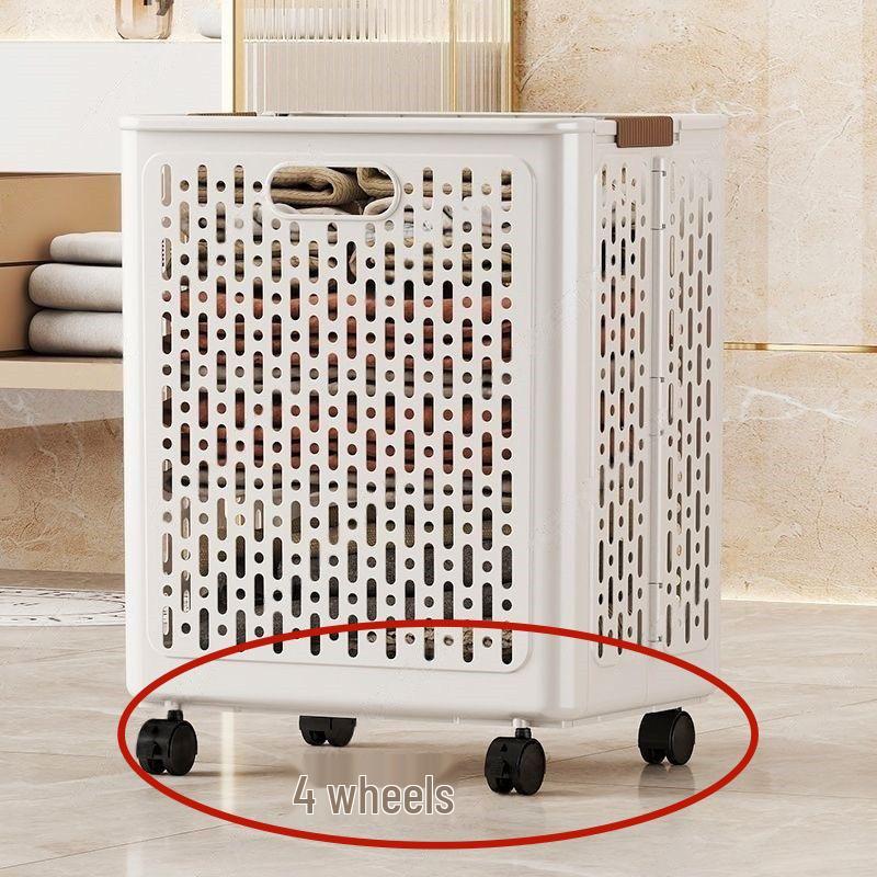 Foldable Large-Capacity Laundry Hamper with Wheels for Bathroom, Laundry Room, Next To Washing Machine