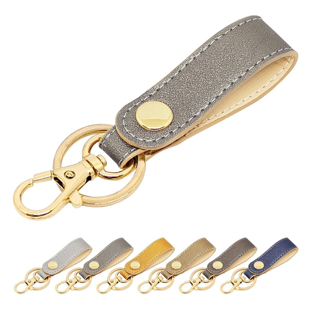 Trend SSS Genuine Leather Key Ring for Men and Women, Snap Button Belt Charm, Chrome-Tanned, Glitter Gray