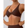 CHARMLEAKS Womens Seamless Sports Bra Twisted Chest Criss Cross Back Push Up Yoga Running Fitness Bra
