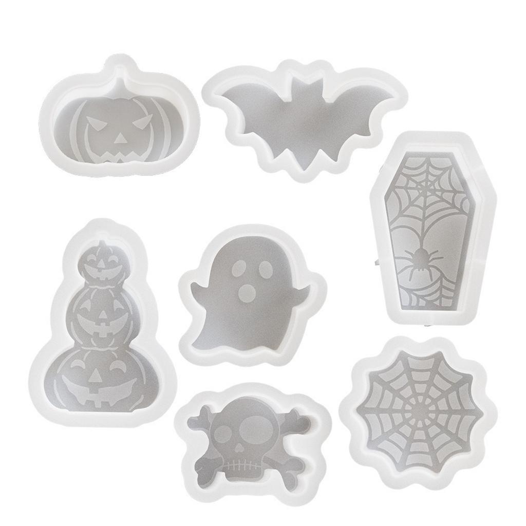 2Pcs Halloween Pumpkins Skull Bat Coffin Silicone Molds for Epoxy Resin Candle Soap Concrete Cement Silicone Moulds