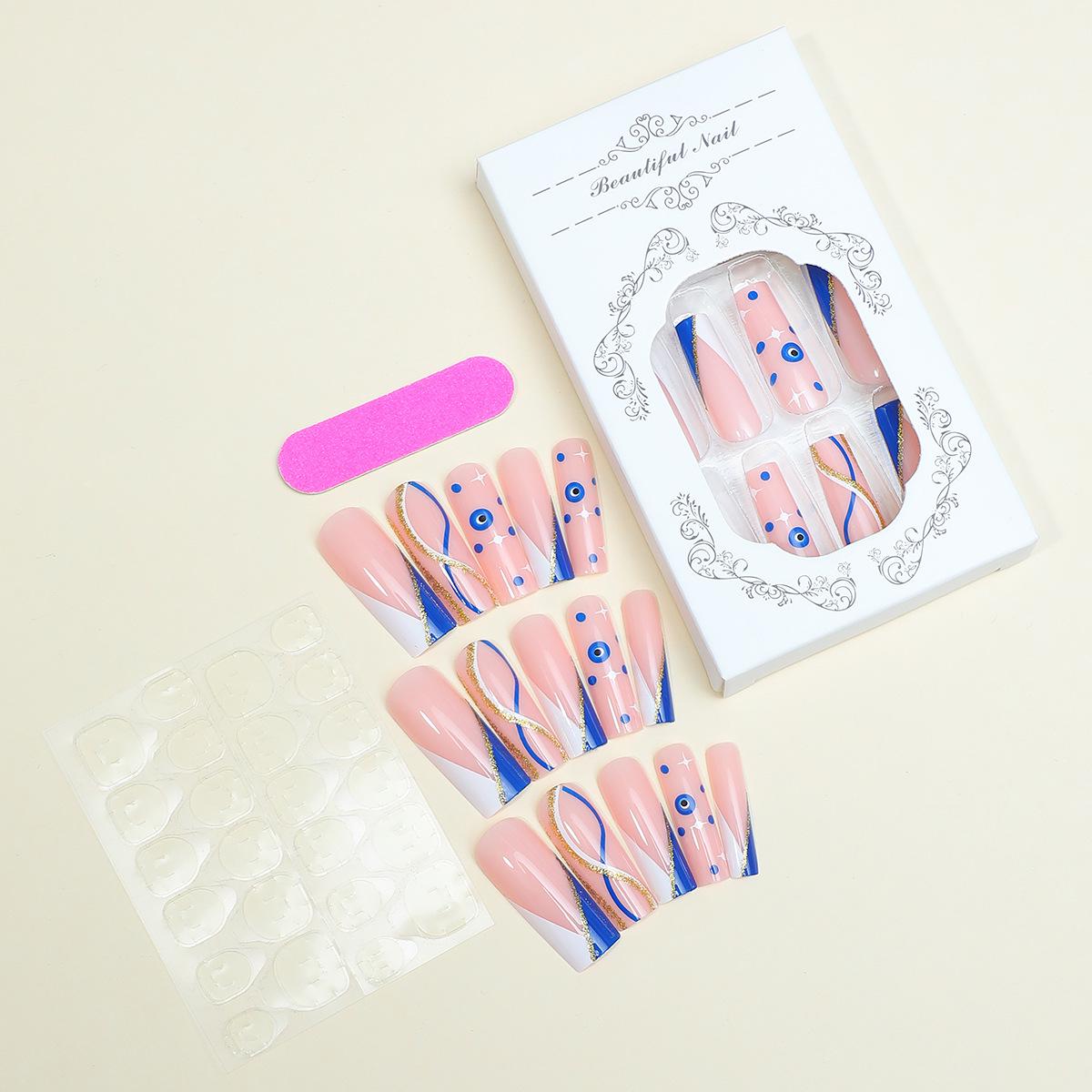 

Two-Color Ombre Glitter French Edge False Nails - Wearable, Removable, and Extended Nail Armor Tips