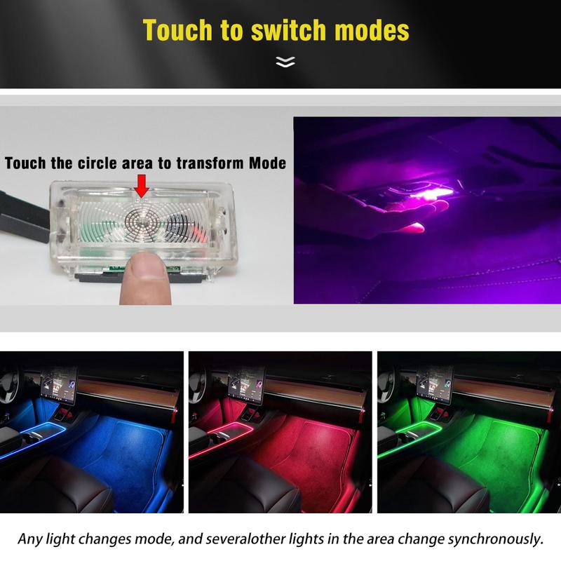 For Tesla Model 3 Model Y S X LED Footwell Light 18 Modes Car Seat Lamp Atmosphere Light Decorative Lamp Interior Accessories