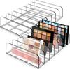 7-Compartment Transparent Makeup Organizer for Eyeshadow Palette and Cosmetics, Vanity Table and Bathroom Countertop Storage Box