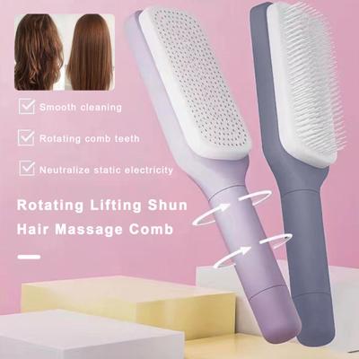 Large Massage Comb One-Key Self Cleaning Hair Brush with Long Handle Anti-static Scalp Massage Hair Comb Women Hairdressing Retractable