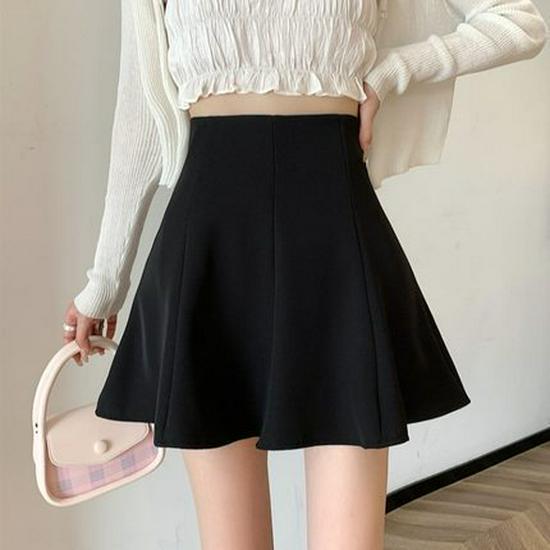 

Women s High Waist Black Pleated Midi Skirt - Slimming A-Line Umbrella Style S (86-97 cm) чёрный