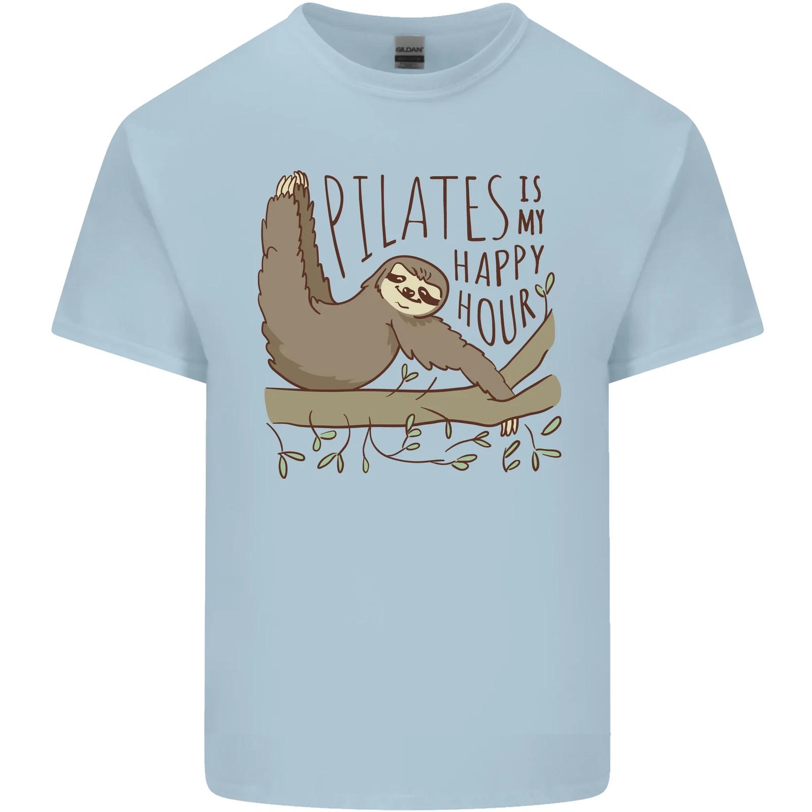 Pilates My Happy Hour Funny Yoga Sloth Kids T-Shirt Childrens 3XL