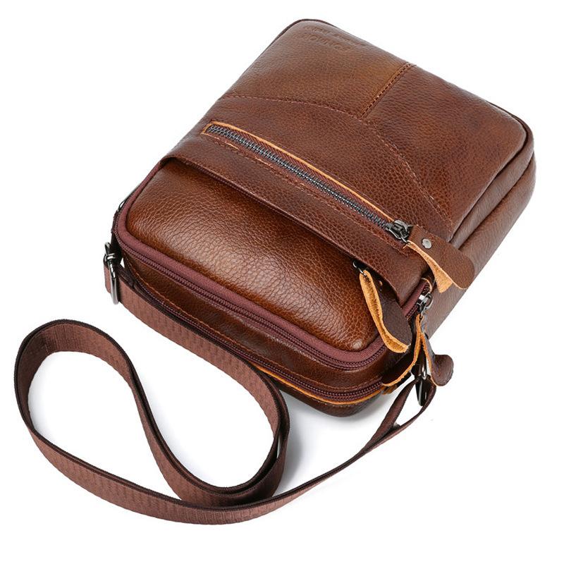 New men's messenger bag oil wax leather drop pattern men's bag vertical simple shoulder bag
