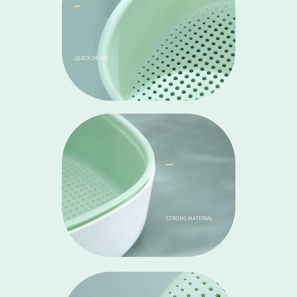 Obst- und Gemüse-Waschsiebkörbe, Abtropfschale für gekochte Nudeln und trockenes Geschirr, Tragbare doppelstöckige Reinigungsplatte mit Abtropfbecken für die Küche