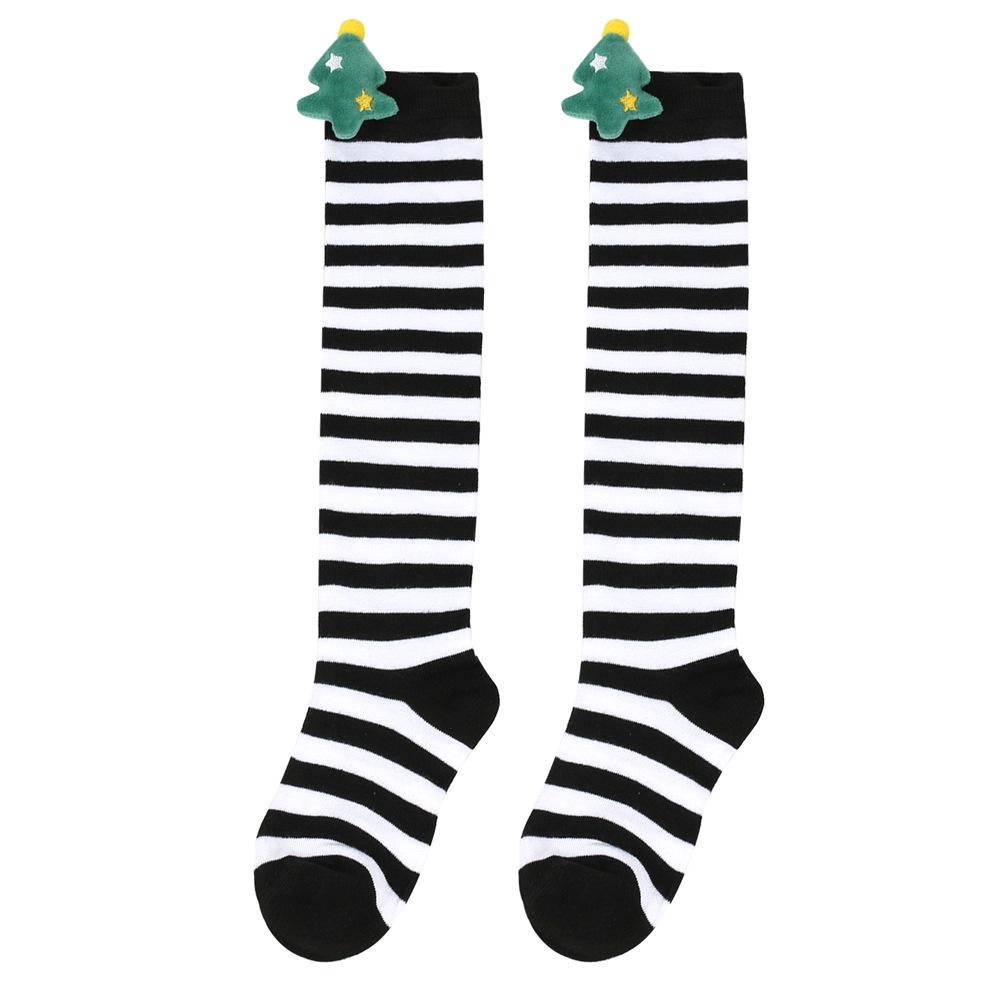 Cute Plush Christmas Socks For Kids Over The Knee Striped Cartoon Toy Socks