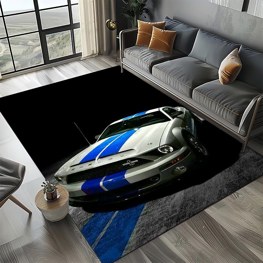 

3D F-Ford Mustang Гоночний Автомобіль Мотоцикл Килим Килимок для Вітальні Спальні Дому Декорація Дивана, Дитячий Килимок Протиковзкий Килимок для Підлоги 100*120cm