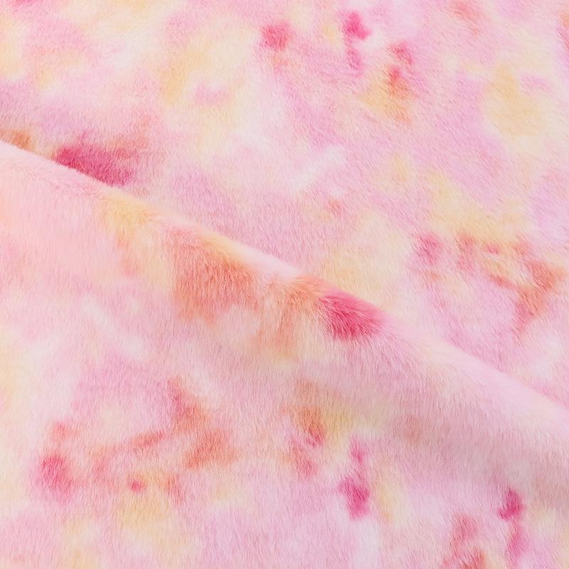 Gradient Iridescent Faux Rabbit Fur Fabric for Autumn/Winter - 100% Polyester, Ideal for Bags, Luggage, Home Textiles, Shoes, and Home Furnishings.