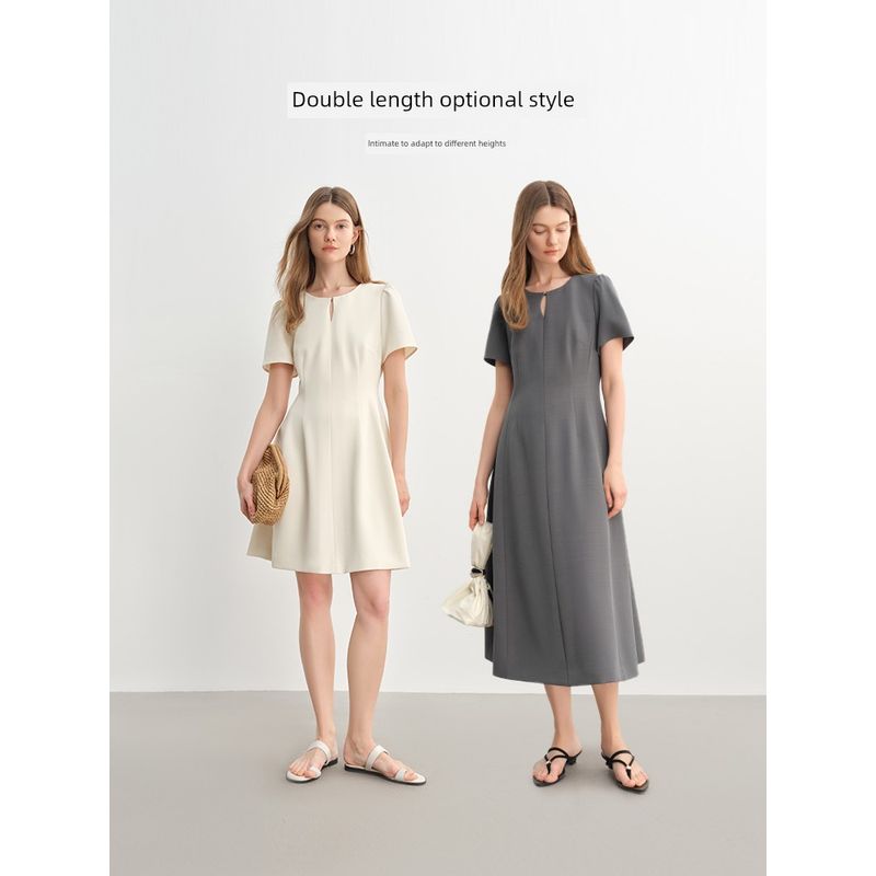 Plus-Size Women's French-Style Elegant Simple Dress In Long and Short Styles, Summer 2026, Stylish Design for Slightly Plump Figures, Versatile Dress