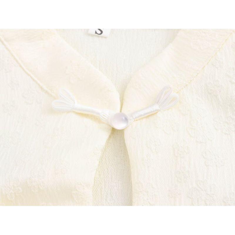 Kaslead New Arrival Women's Fashion Style New Chinese Style Three-Dimensional Flower Jacquard Skirt Two-piece Set