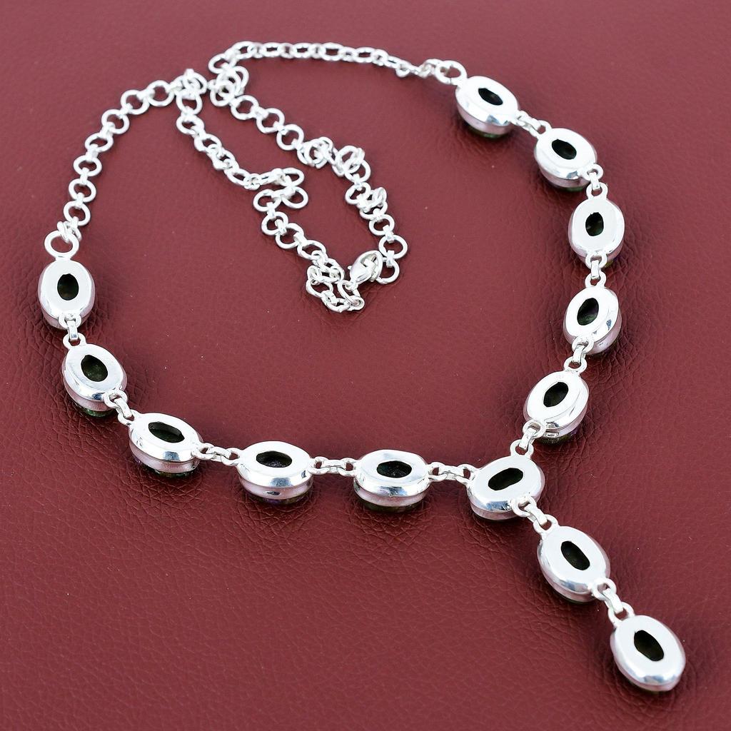 Copper Ruby Zoisite Necklace Gemstone Jewelry 925 Sterling Silver Adjustable Chain Necklace Handmade Necklace Gift for Wife Designer Jewelry