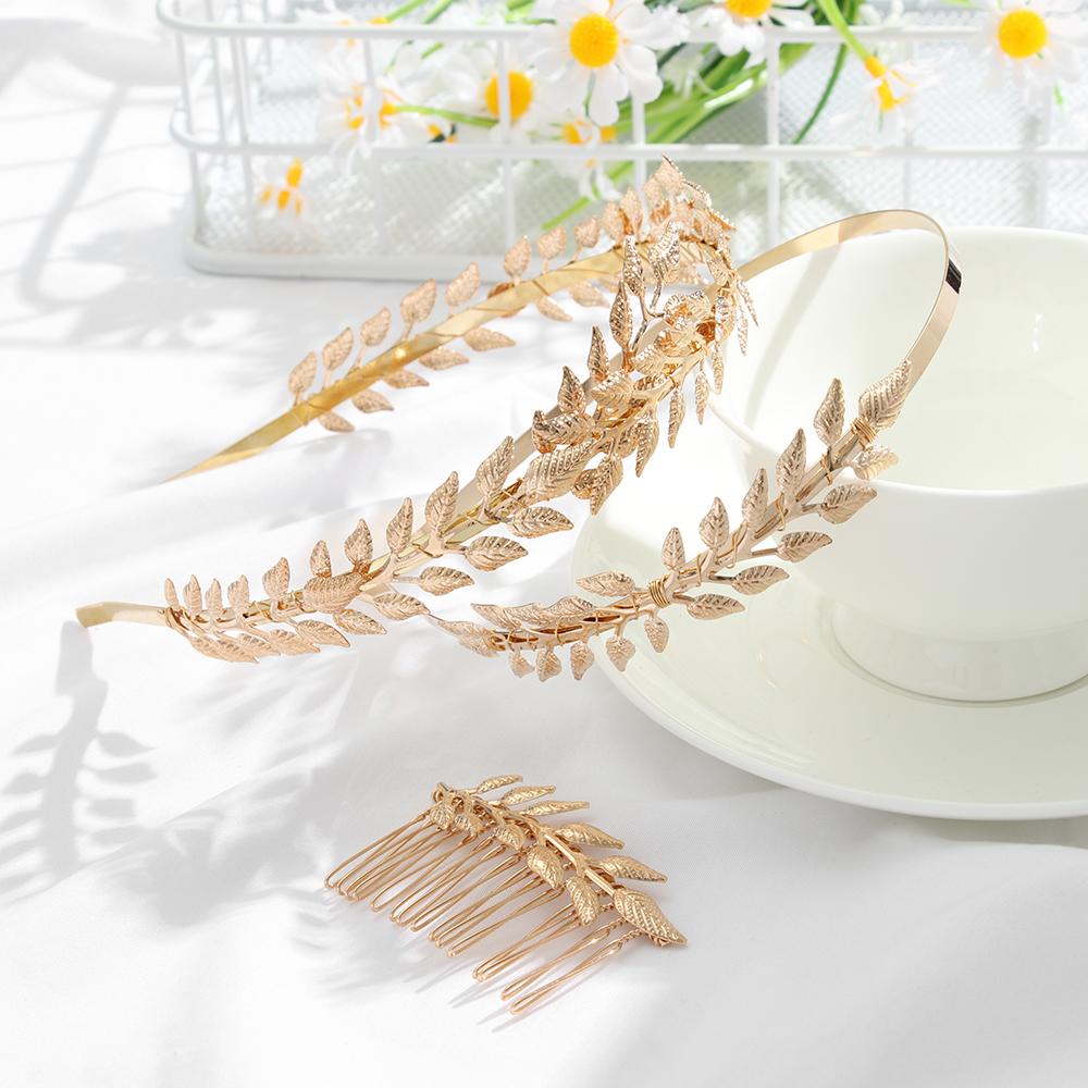 Bridesmaid Tiara Headwear Wedding Hair Crown Leaves Hair Bands Metal Gold Leaf Bride Headbands