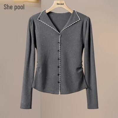 Women's Lapel Button-Front Knit Cardigan
