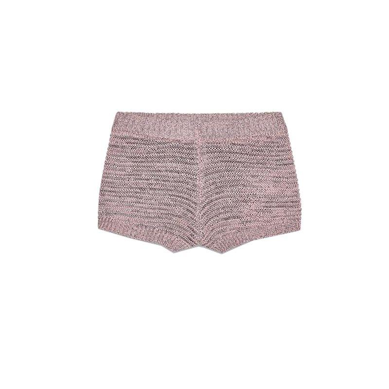 

Summer New Women clothes Texture Knitted Top 4786005 Casual All-matching Knit shorts 4786006 Purple Pants L