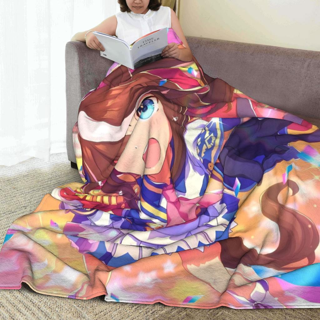Uma Musume Pretty Derby Blankets Coral Fleece Plush Printed  Breathable Super Warm Throw Blanket for Home Car Bedspreads