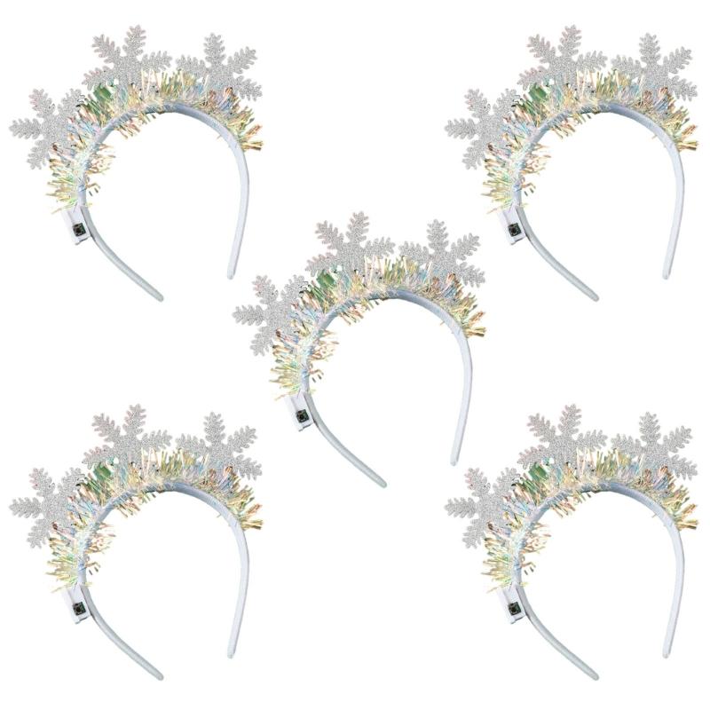Flashing Christmas Headband with Built-in LED Light New Year Headgear Festive Hair Accessories for Holiday Parties